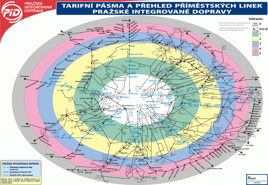 Prague Integrated Transport zones - map